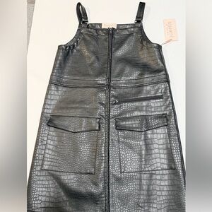 Biscotti Black Croc-Embossed Kids Skirt